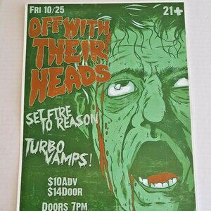 OFF WITH THEIR HEADS POSTER 17" x 11" RARE Gig MONSTER MARK HORROR